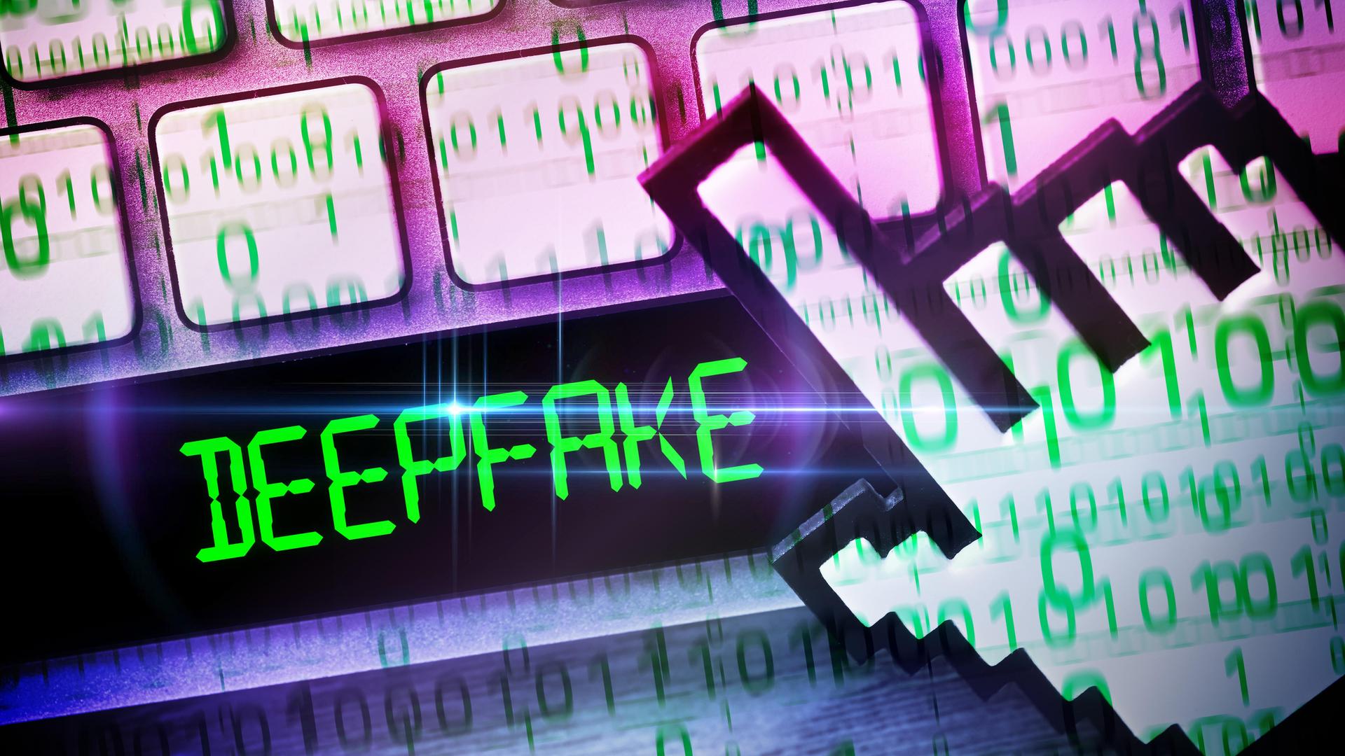 Computertaste mit der Aufschrift Deepfake