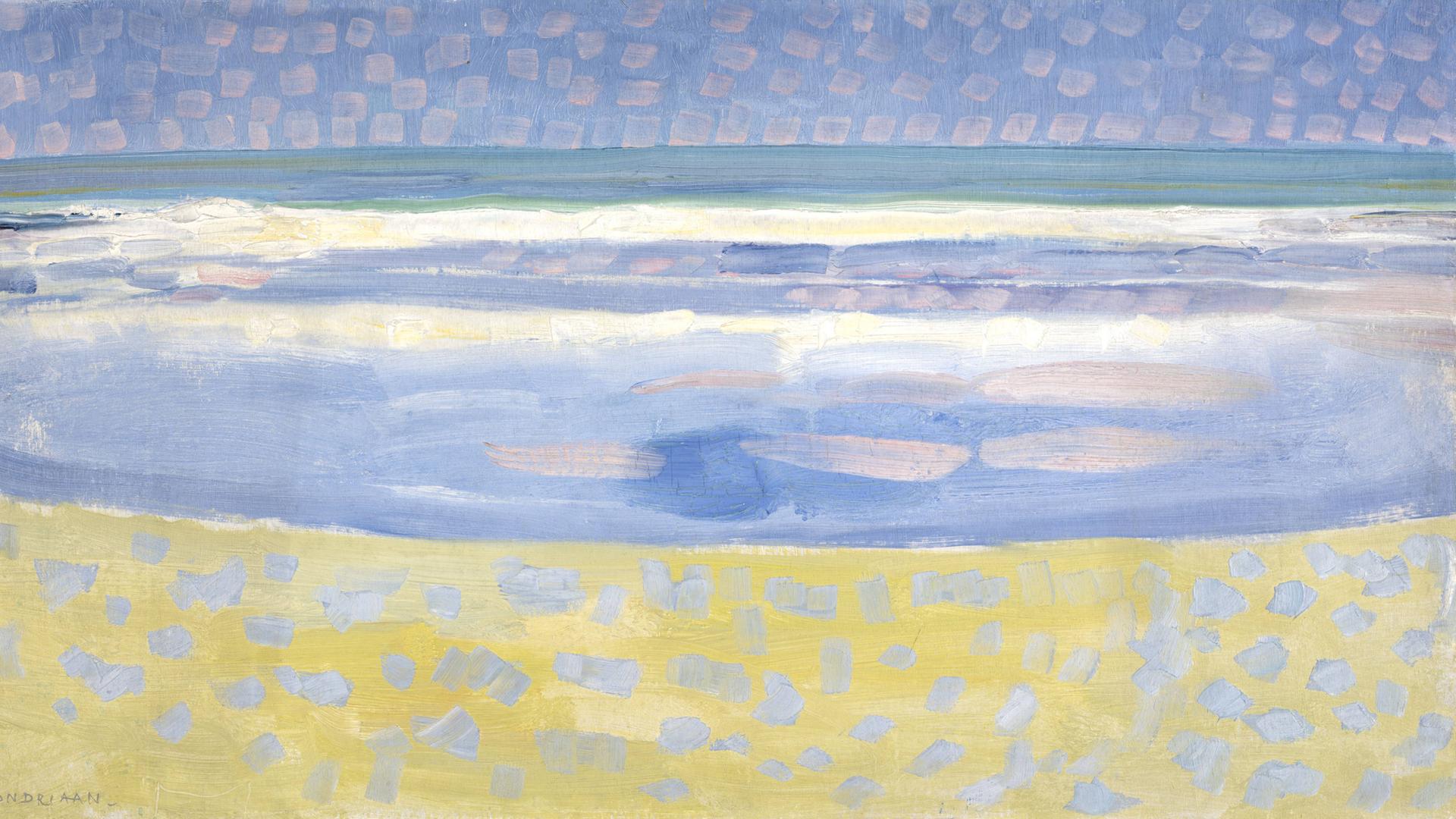 "Sea after sunset", Meer nach Sonnenuntergang, Gemälde von Piet Mondrian, 1909. "Sea after sunset", Meer nach Sonnenuntergang, Gemälde von Piet Mondrian, 1909.