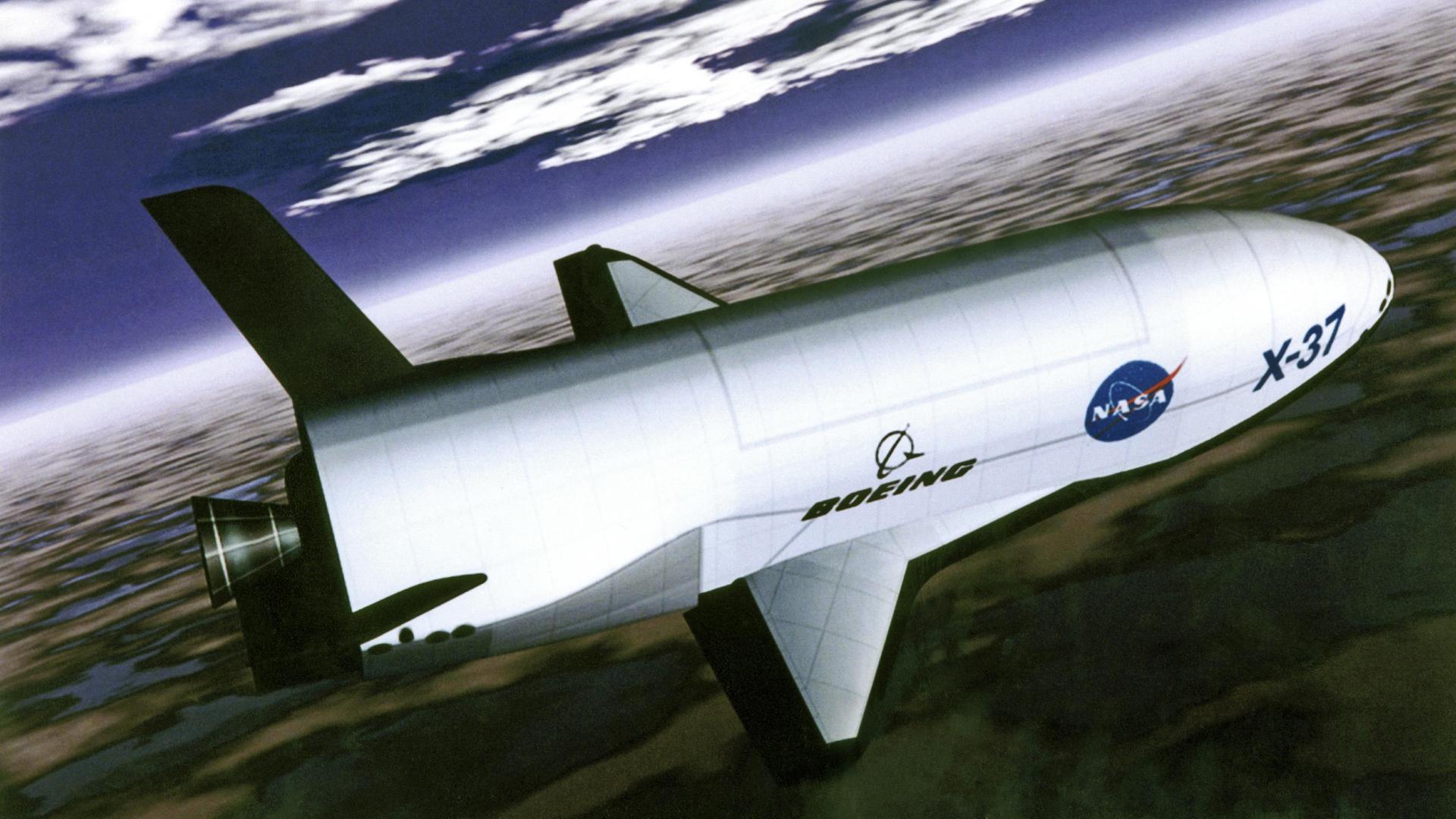 Der Mini-Shuttle X-37 im All (Illustration) Der Mini-Shuttle X-37 im All (Illustration)