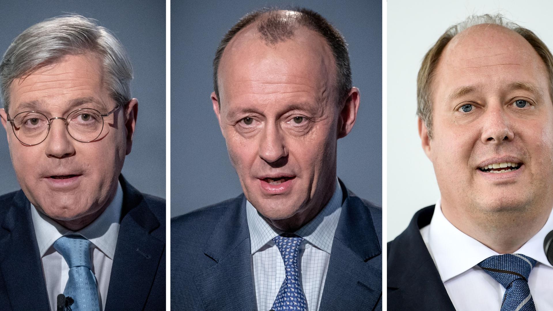 Die CDU-Politiker Norbert Röttgen, Friedrich Merz und Helge Braun
