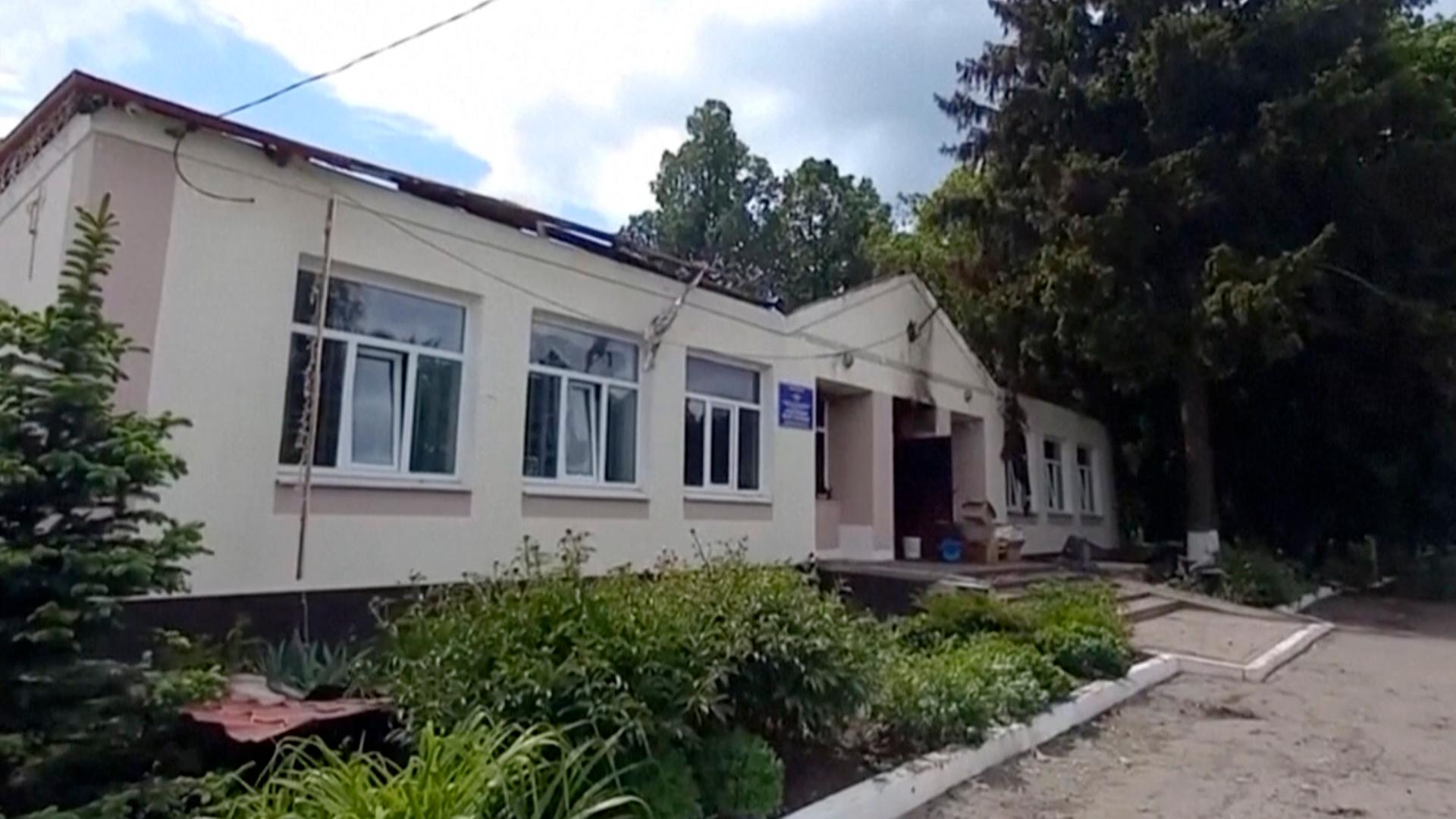 Russland, Belgorod: Ein zerstörtes Gebäude ist zu sehen. Russland, Belgorod: Ein zerstörtes Gebäude ist zu sehen.
