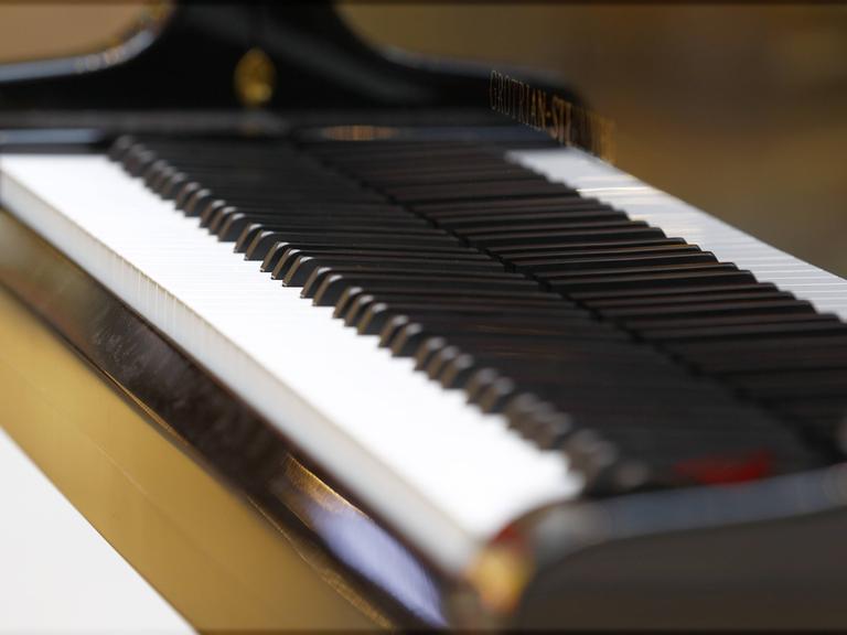 Man sieht die Klaviatur eines Klaviers