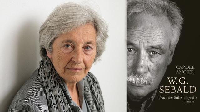 Carole Angier: "W.G. Sebald. Nach der Stille"
Zu sehen sind die Autorin und das Buchcover, das ein angeschnittenes Porträt von W.G. Sebald zeigt