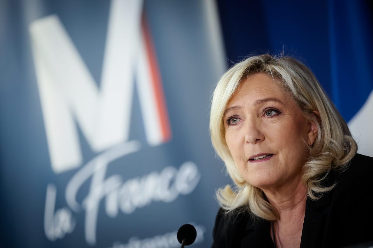Die extrem rechte Präsidentschaftskandidatin des Rassemblement National, RN, (früher Front National), Marine le Pen 