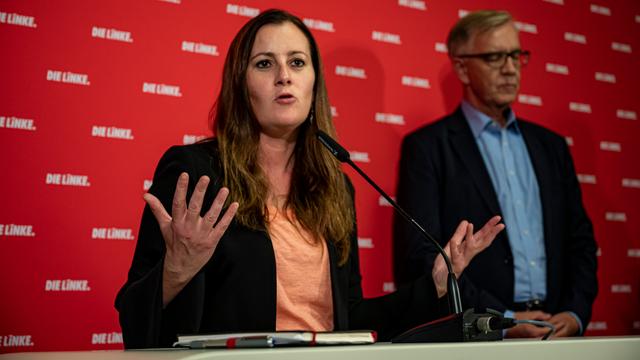 Janine Wissler (Die Linke), Parteivorsitzende, und Dietmar Bartsch (Die Linke), Fraktionschef Janine Wissler (Die Linke), Parteivorsitzende, und Dietmar Bartsch (Die Linke), Fraktionschef