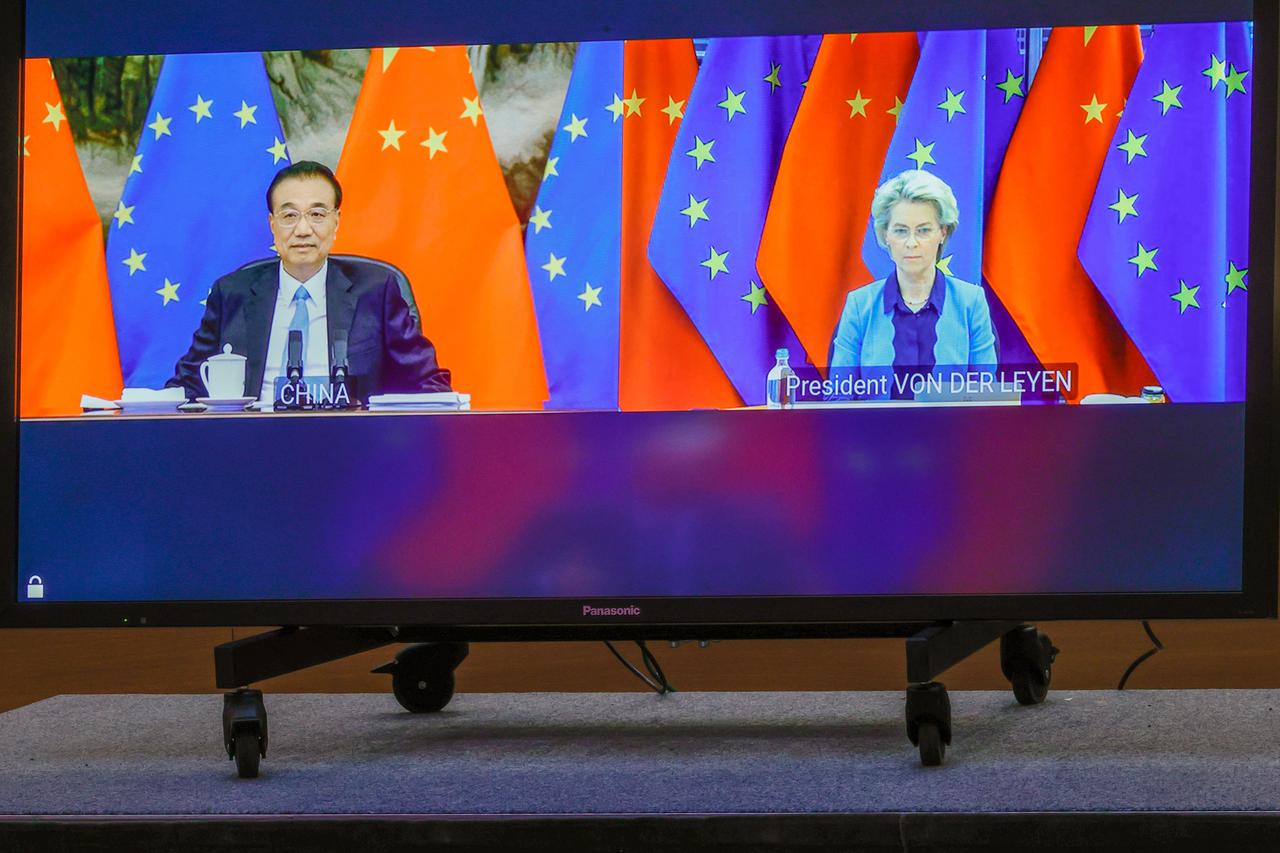 Der chinesische Premier Li und EU-Kommissionspräsidentin von der Leyen. Der chinesische Premier Li und EU-Kommissionspräsidentin von der Leyen.