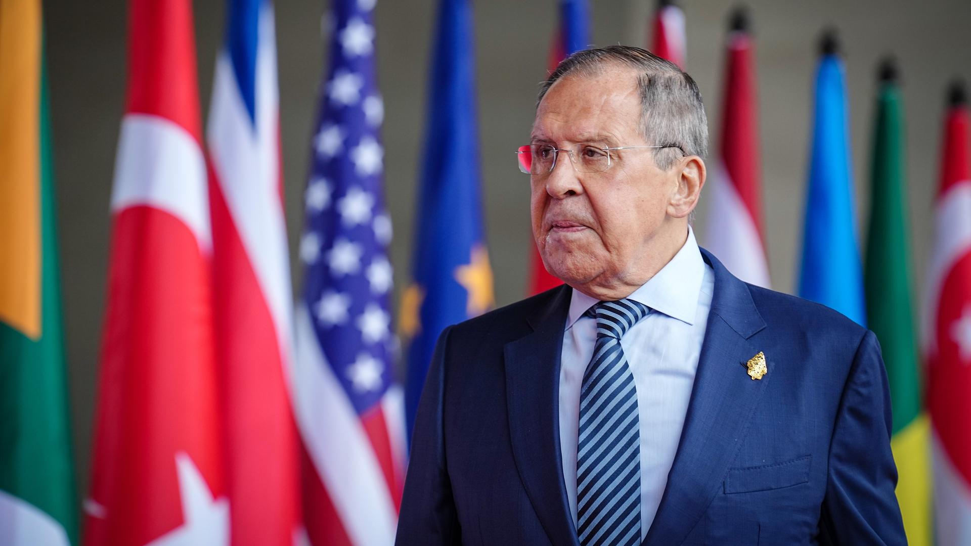 Sergej Lawrow, Außenminister von Russland, während des G20-Gipfels auf Bali Sergej Lawrow, Außenminister von Russland, während des G20-Gipfels auf Bali