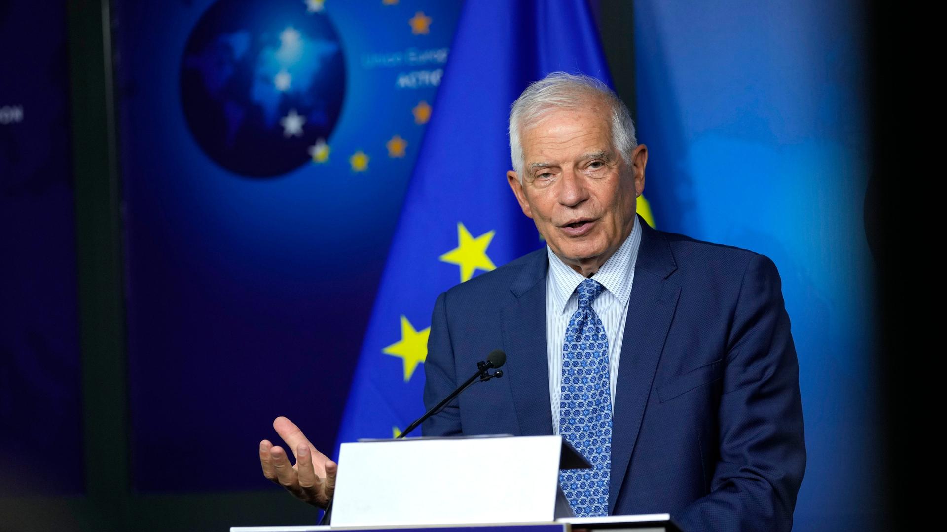 Josep Borrell, Hoher Vertreter der EU für Außen- und Sicherheitspolitik, spricht während einer Pressekonferenz. Josep Borrell, Hoher Vertreter der EU für Außen- und Sicherheitspolitik, spricht während einer Pressekonferenz.