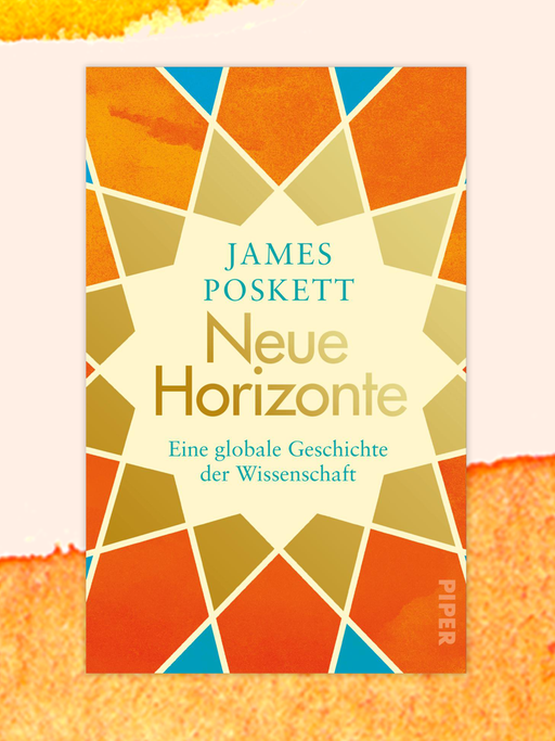 Auf dem Cover ist eine Art Mosaik aus bunten, ineinander verschränkten Sternen zu sehen, in der Mitte Autorenname und Buchtitel. Hinter dem Buchcover sind orangene Farbverläufe.