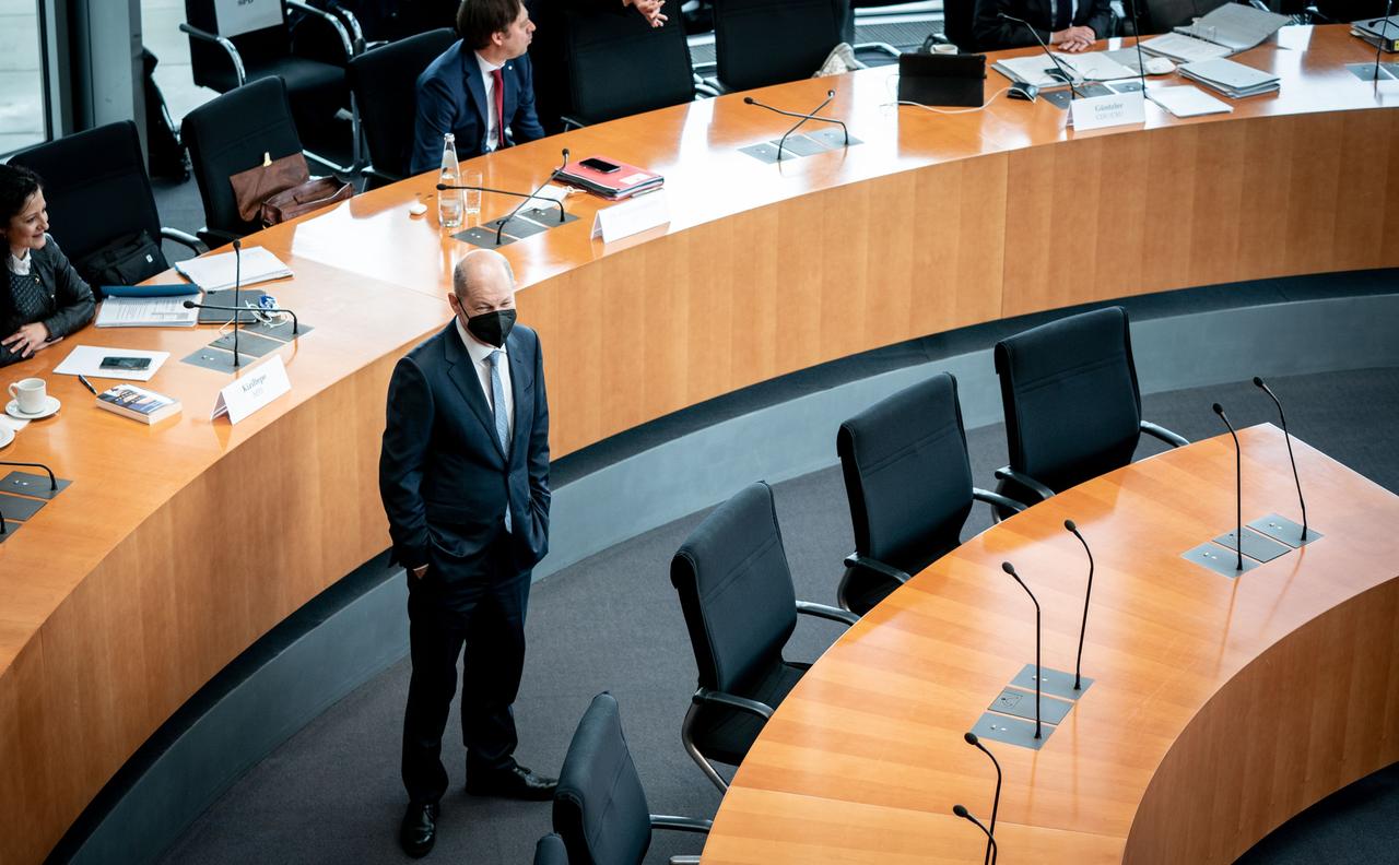 Bundesfinanzminister Olaf Scholz in der Sitzung des Untersuchungsausschusses zum Bilanzskandal Wirecard im Deutschen Bundestag. Bundesfinanzminister Olaf Scholz in der Sitzung des Untersuchungsausschusses zum Bilanzskandal Wirecard im Deutschen Bundestag.