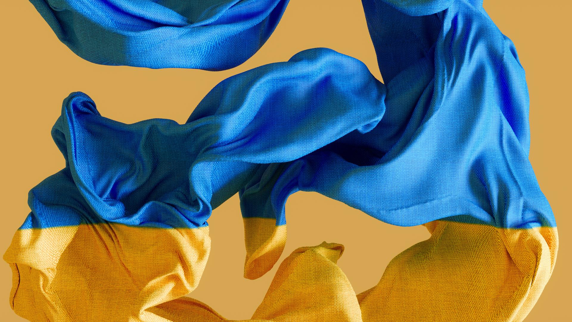 Stoff der gelb-blauen ukrainischen Flagge Stoff der gelb-blauen ukrainischen Flagge
