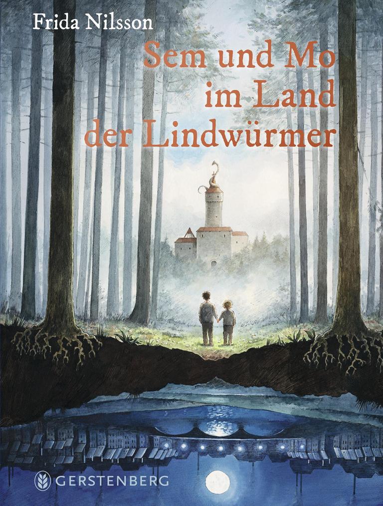 Auf dem Cover ist eine gemalte Szene zu sehen: Zwei Jungen, von hinten betrachtet, stehen in einem Wald an einem Weiher und blicken auf ein Schloss am Horizont. 