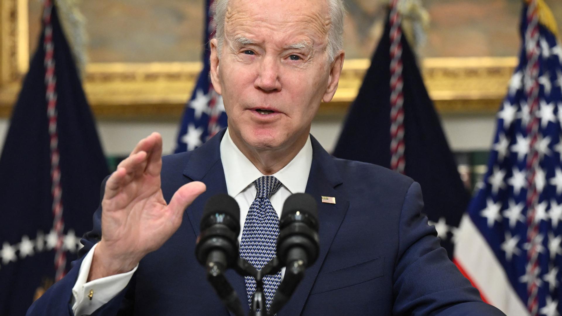 US-Präsident Joe Biden hält eine Rede im Weißen Haus. US-Präsident Joe Biden hält eine Rede im Weißen Haus.