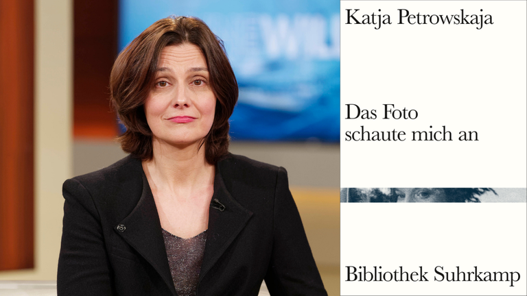 Ein Portrait der Schriftstellerin Katja Petrowskaja und das Buchcover von "Das Foto schaute mich an" Ein Portrait der Schriftstellerin Katja Petrowskaja und das Buchcover von "Das Foto schaute mich an"