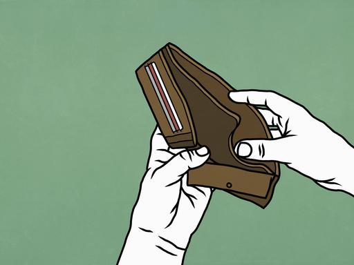 Illustration eines leeren Geldbeutels.