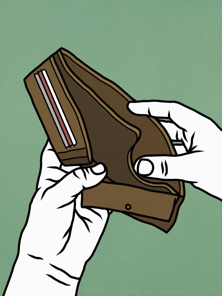 Illustration eines leeren Geldbeutels.
