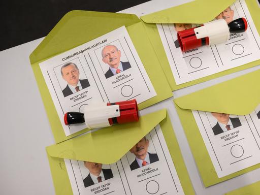 Wahlzettel für die türkische Präsidentschaftswahl: Erdogan und sein Herausforderer Kilicdaroglu stehen zur Stichwahl, 24. Mai 2023.