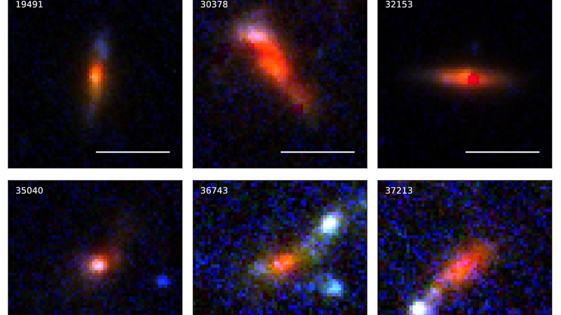 Einige der Galaxien, die als ultra-rote, flache Objekt bezeichnet werden