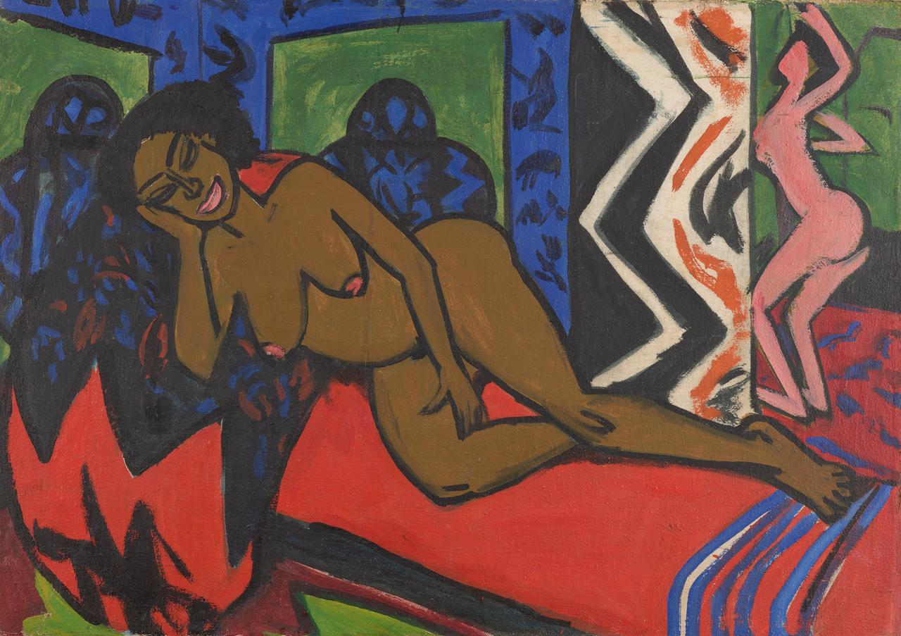 Auf dem Bild "Schlafende Milli" von Ernst Ludwig Kirchner ist eine schlafende schwarze Frau dargestellt. Auf dem Bild "Schlafende Milli" von Ernst Ludwig Kirchner ist eine schlafende schwarze Frau dargestellt.