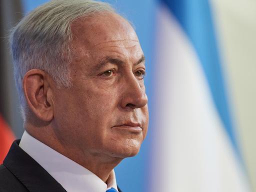 Close-Up Porträftfoto vom Ministerpräsident des Staates Israel, Benjamin Netanyahu, am 16.03.2023 im Bundeskanzleramt in Berlin während einer Pressekonferenz.