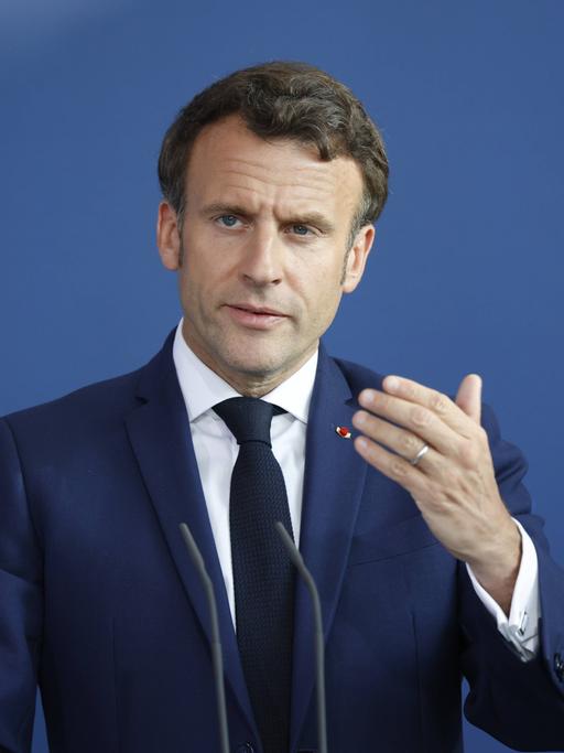 Emmanuel Macron, Präsident der Französischen Republik, Deutschland, Berlin, Bundeskanzleramt , Presseunterrichtung des BK und des Präsidenten der Französischen Republik, Emmanuel Macron *** Emmanuel Macron, President of the French Republic, Germany, Berlin, Federal Chancellery , Press briefing of the BK and the President of the French Republic, Emmanuel Macron
