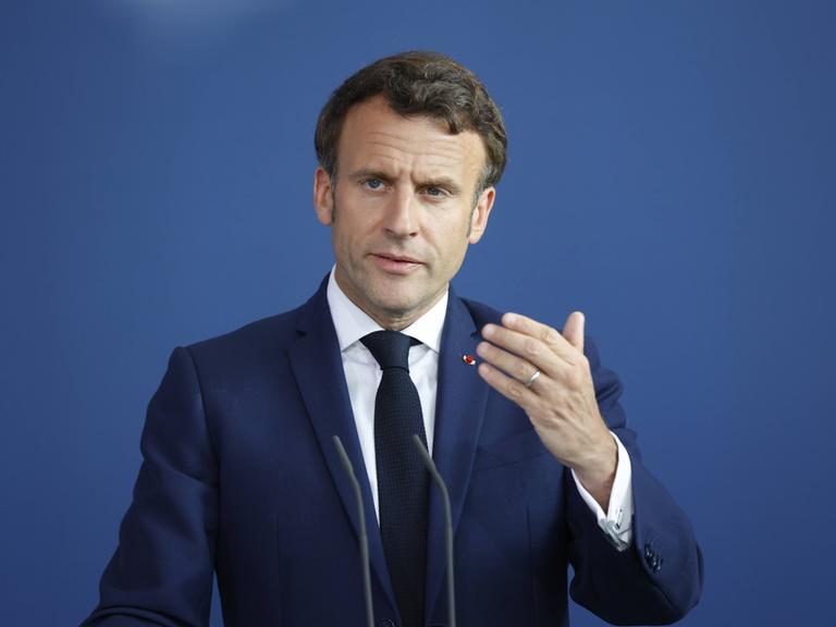 Emmanuel Macron, Präsident der Französischen Republik, Deutschland, Berlin, Bundeskanzleramt , Presseunterrichtung des BK und des Präsidenten der Französischen Republik, Emmanuel Macron *** Emmanuel Macron, President of the French Republic, Germany, Berlin, Federal Chancellery , Press briefing of the BK and the President of the French Republic, Emmanuel Macron