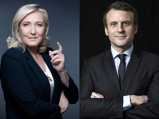 Die beiden Bewerber um das Präsidentenamt Marine Le Pen und Emmanuel Macron.