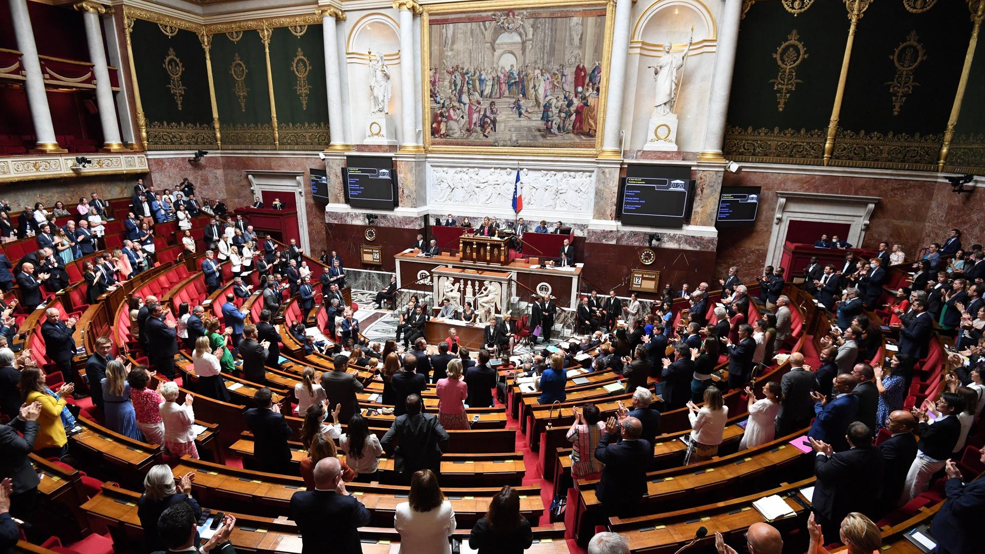 Blick in den Saal der Nationalversammlung in Paris, Frankreich.