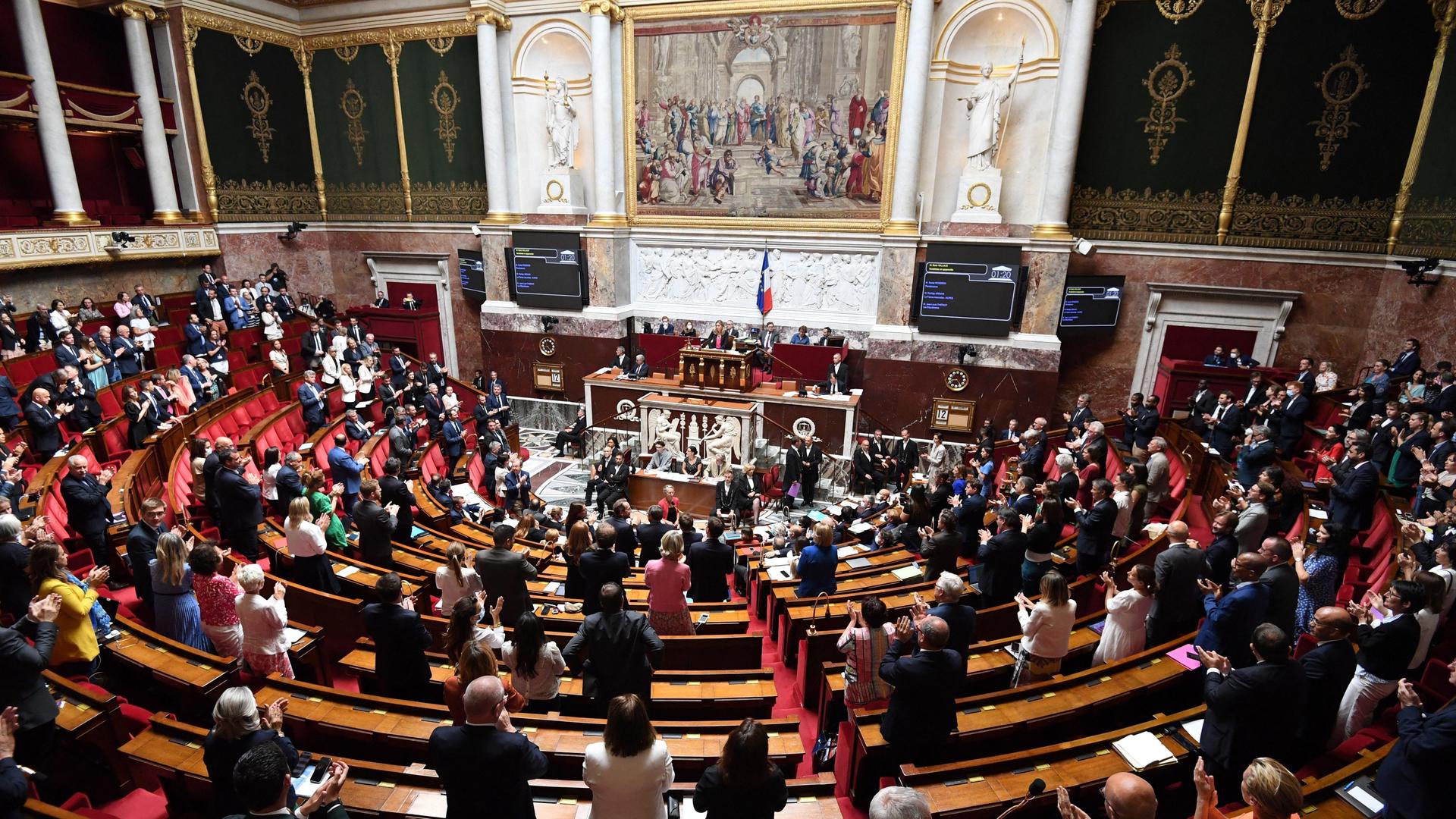 Blick in den Saal der Nationalversammlung in Paris, Frankreich. Blick in den Saal der Nationalversammlung in Paris, Frankreich.
