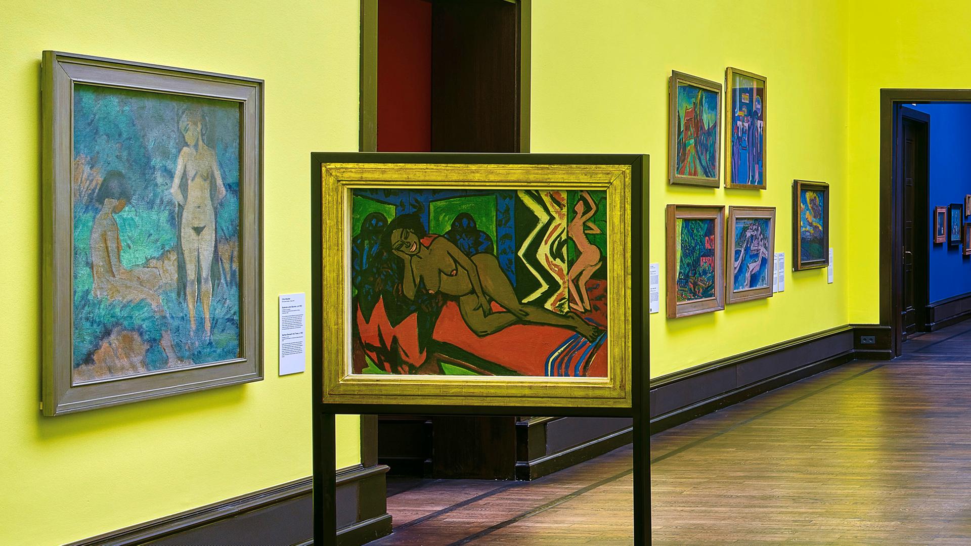 Das Bild "Schlafende Milli" von Ernst Ludwig Kirchner hängt in einer Ausstellung in der Kunsthalle Bremen.