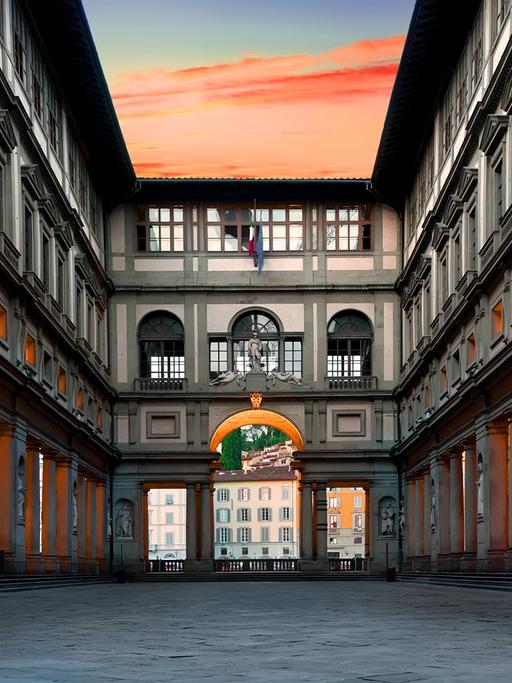 Der Innenhof der Uffizien in Florenz.
