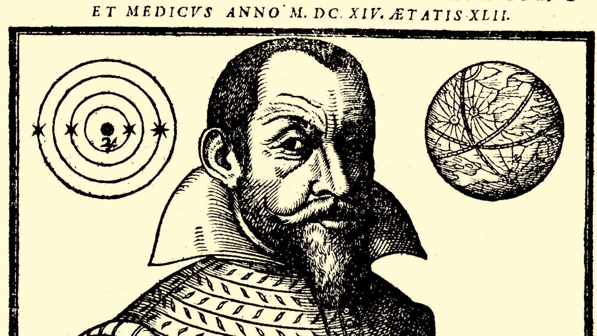 Simon Marius (1573-1625), abgebildet in seinem Werk „Mundus Jovialis“ Simon Marius (1573-1625), abgebildet in seinem Werk „Mundus Jovialis“