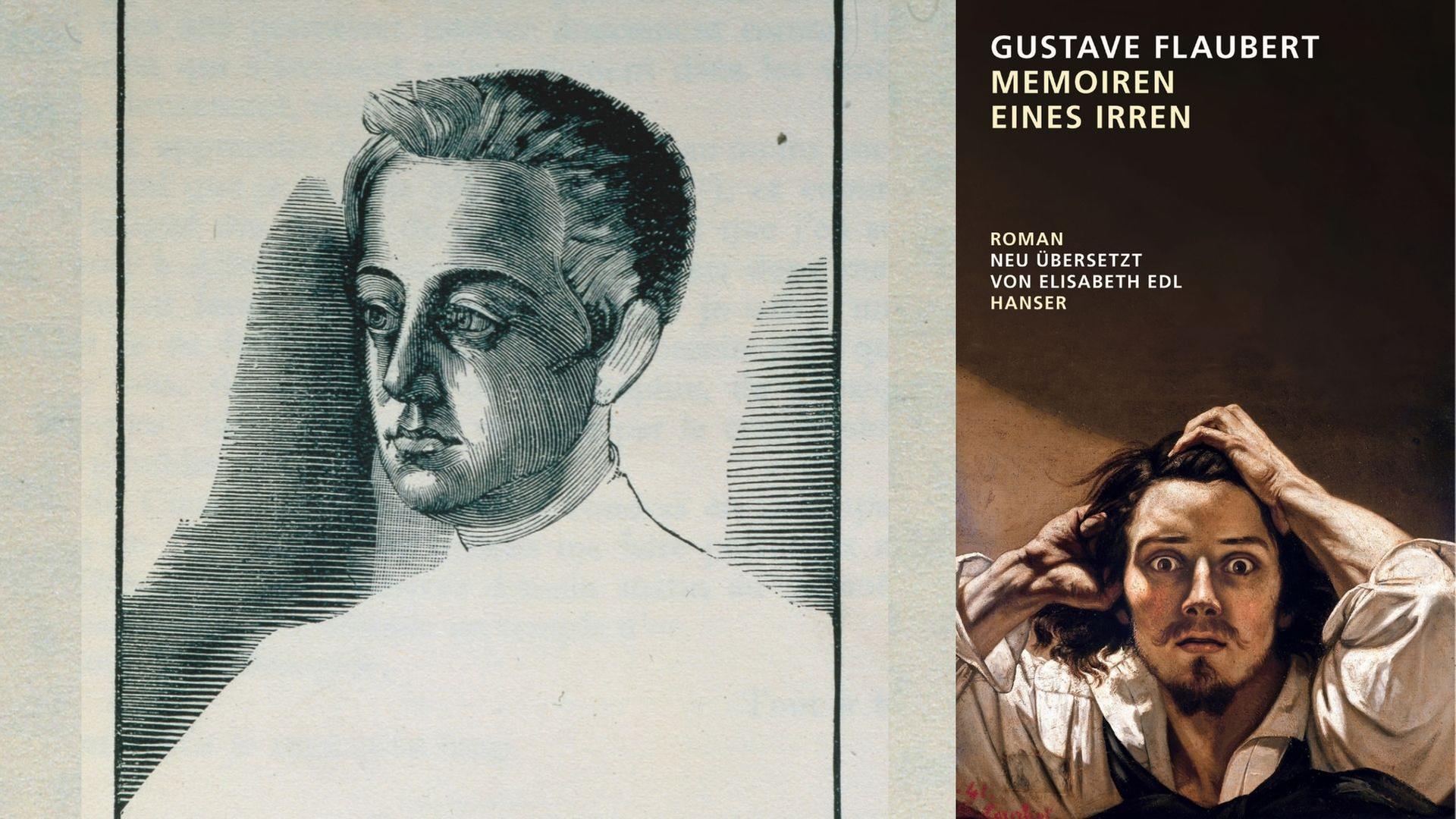 Der junge Gustave Flaubert in einem Porträt von Delaunay und sein erster Roman „Memoiren eines Irren"